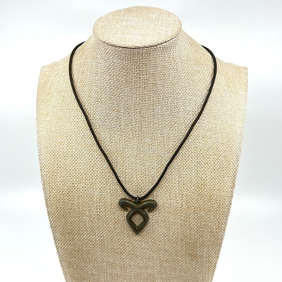 The Mortal Instruments Jewelry - VTG The Mortal Instruments Angelic Power Rune Pendant Black Cord Necklace Retro